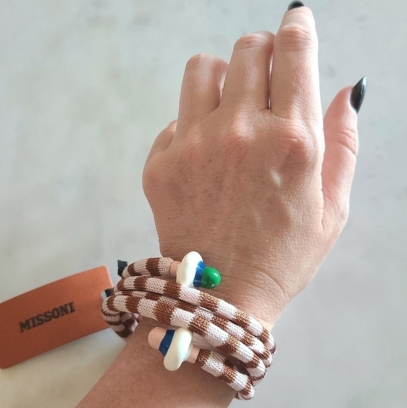 MISSONI Knit and Enamel Wrap Bracelet, One Size, Multicolor, NIB - Picture 12 of 15